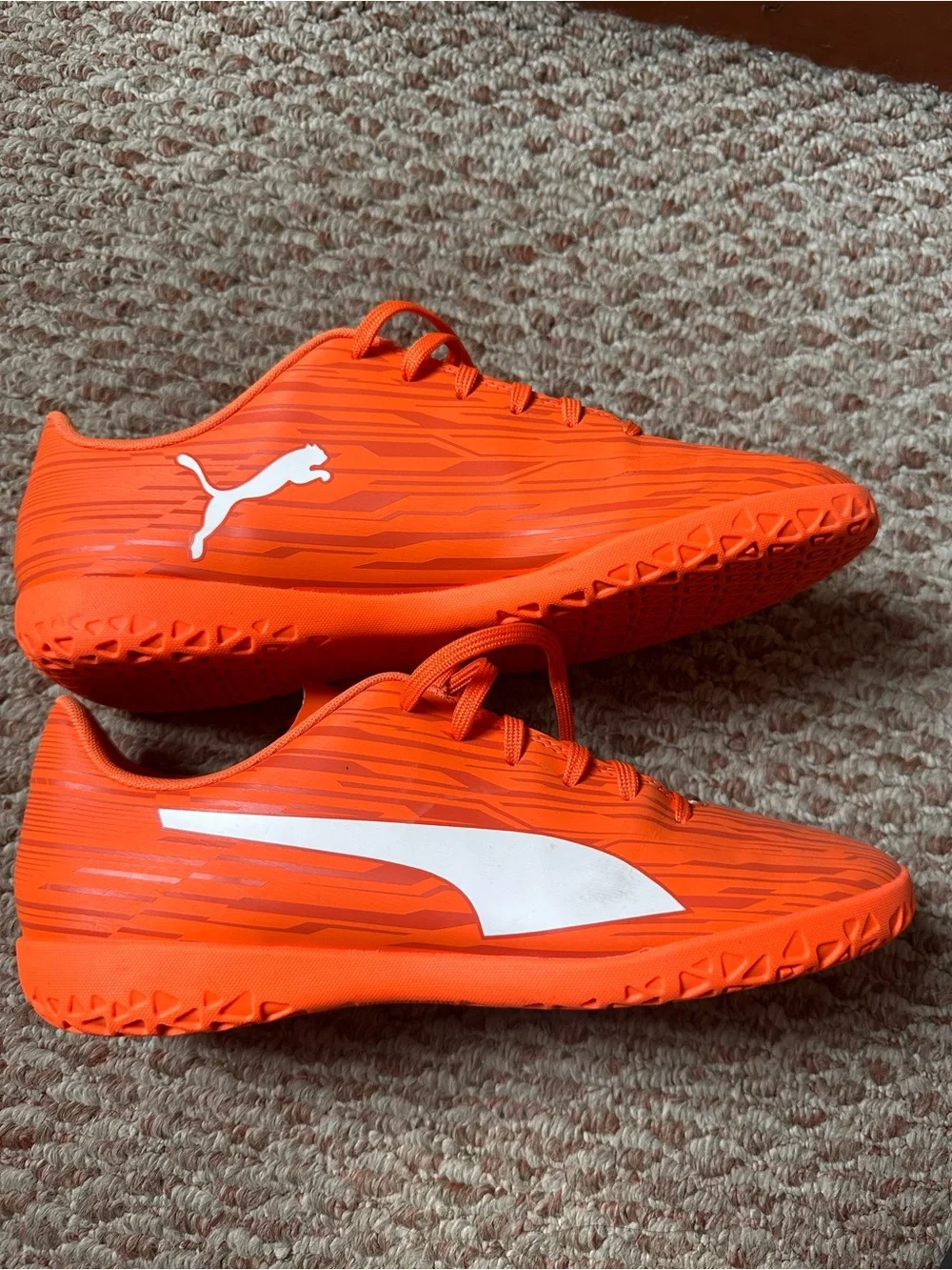 Puma Bright Orange Soccer Shoes with White Logos